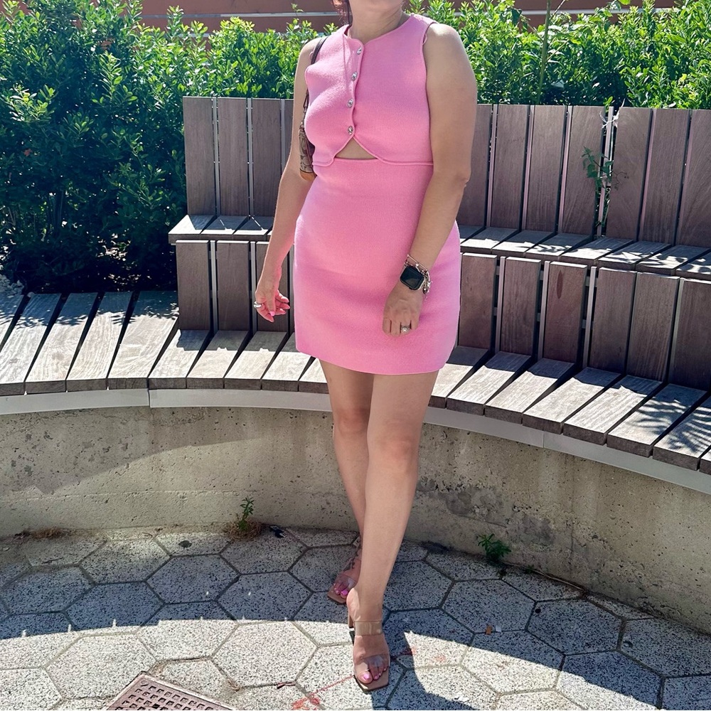 Cut out knit mini dress
